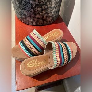 Sbicca Vintage Collection Platfrom Chunky Sandal Women’s Teal Multi Size 7M